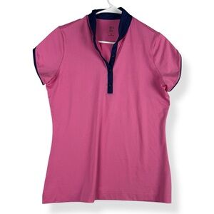 EP New York Golf Top Womens M Medium Pink Navy Short Sleeve